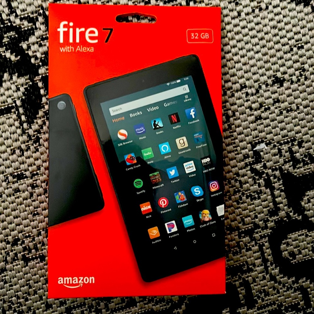 Amazon Fire 7 tablet 32gb never opened received 2 as gift on using 1.